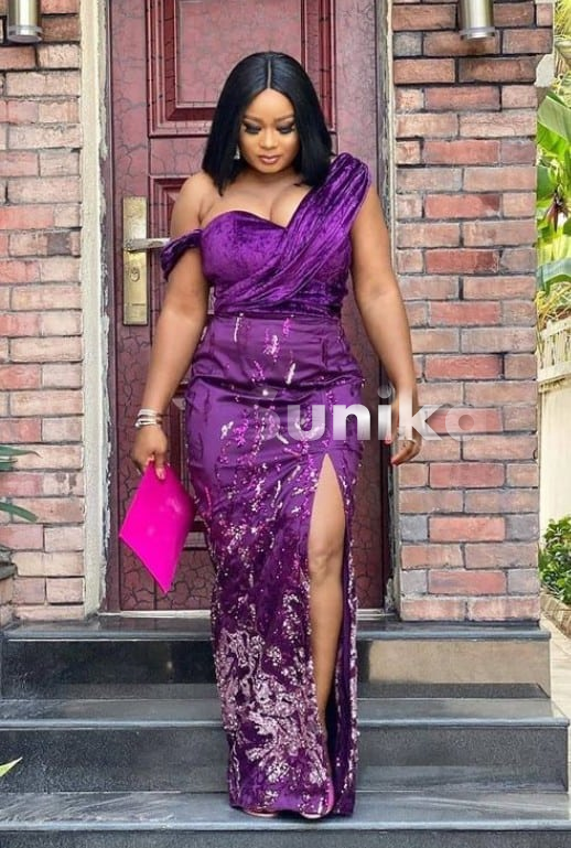 Purple Nigerian Traditional Dress with slit