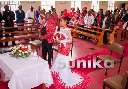 Red Shweshwe Traditional Wedding Attire for couples