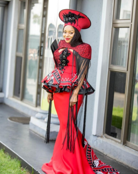 Red and Black SiSwati Wedding by Antherline Couture