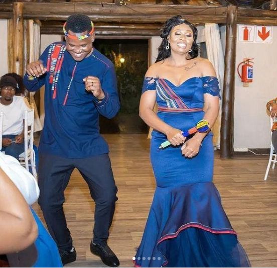 Satin Blue Venda Wedding Attire for couples 2022