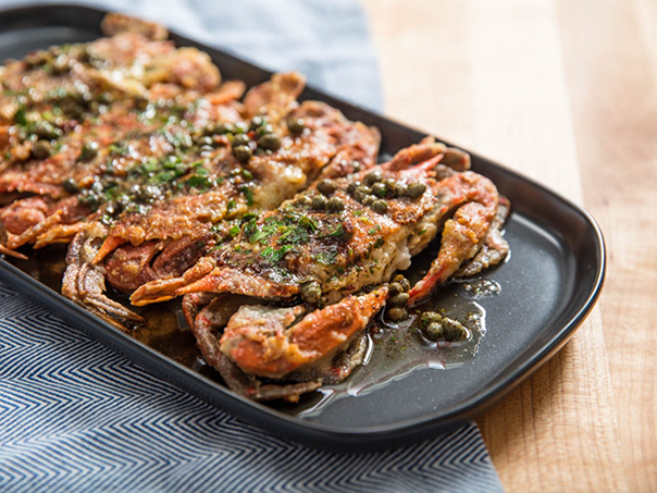 Sauteed soft shell crabs
