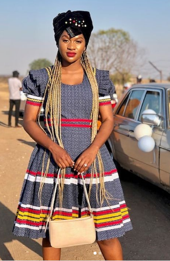 SePedi Makoti Dress with Matching Black Doek
