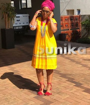 SePedi Yellow Dress with Matching Doek