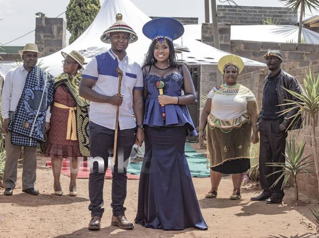 Sotho Traditional Wedding Attire for couples Blue