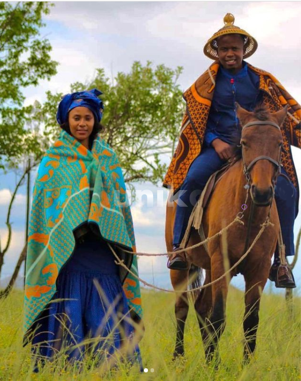 Sotho Attire for couples on a horse