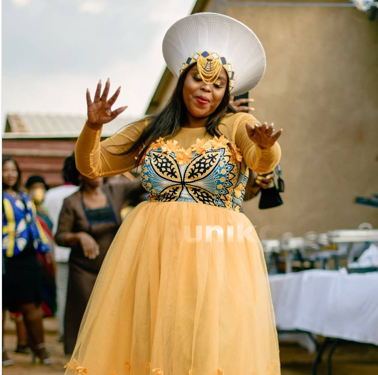 Yellow Swazi Plus Size Wedding Dress