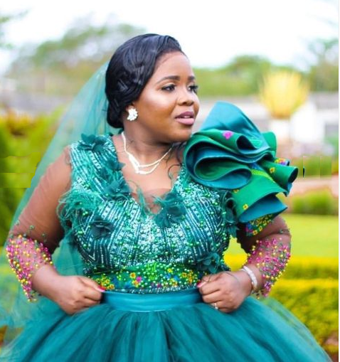 Turquoise Tsonga Traditional Wedding Dress with Lace and Tulle