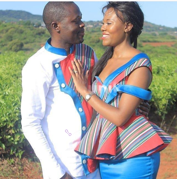 Venda Attire for Couples with Blue Satin