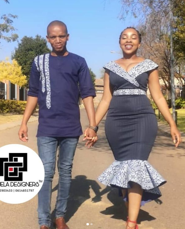 Shweshwe Couples outfit black dress