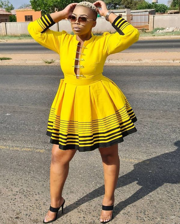 Yellow and Black Xhosa Dress short