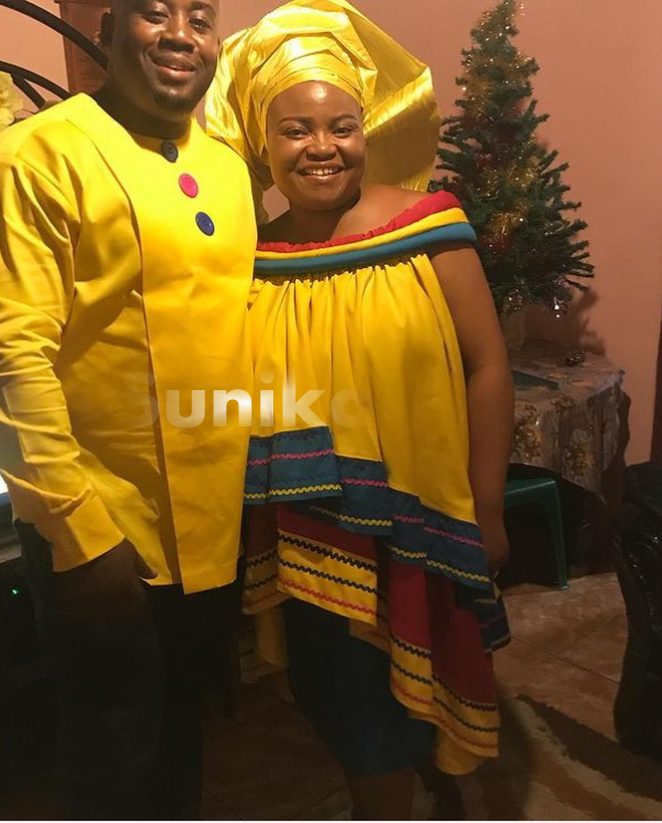 Yellow Sepedi outfit for couples