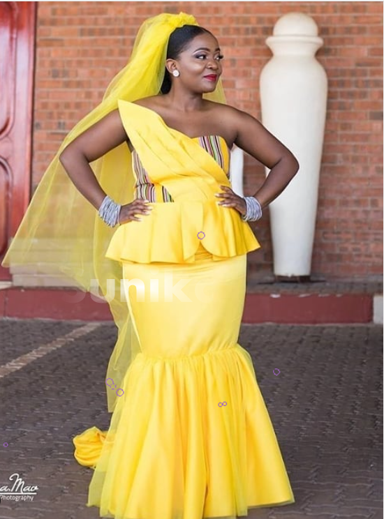 Yellow Venda Traditional Wedding Dress