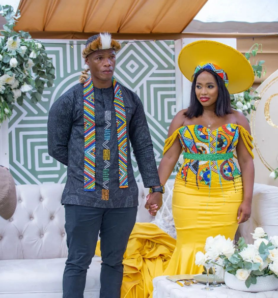 Yellow Zulu Traditional Wedding Dress by Bayanda Khathini