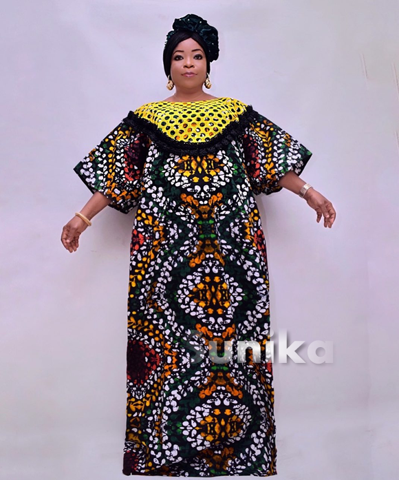 Yellow and Black Mother of the Bride African Print Dress