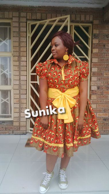 Yellow and Brown African Print Dress