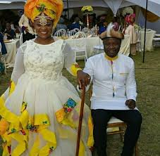 White Tsonga Traditional Dress with a Hint of Tsonga and matchig doek