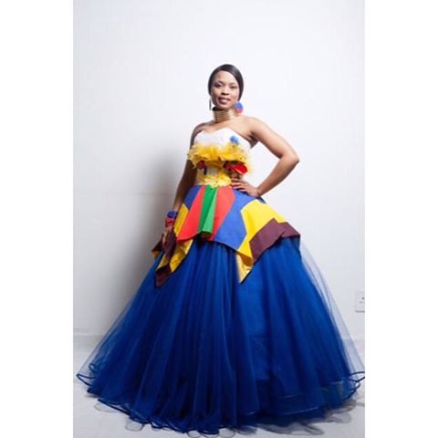 Ndebele Wedding Dress blue Tulle