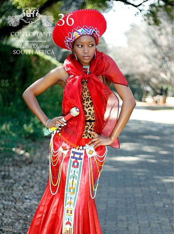 Red Zulu Traditional Wedding Dress