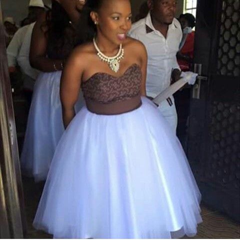 Shweshwe Boobtube Dress with White Tulle