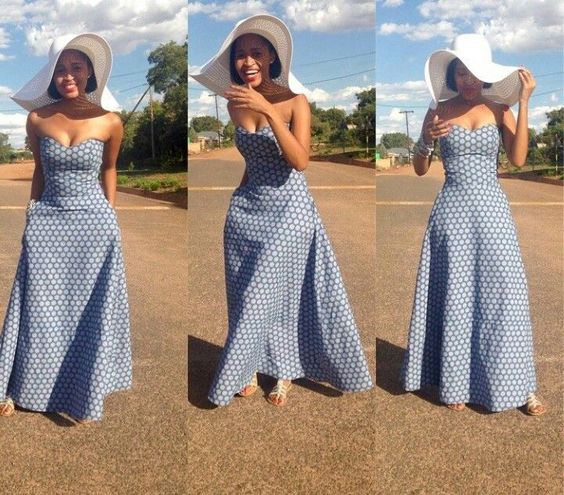 Long Shweshwe Boob Tube Dress