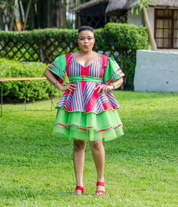 Green and red Venda dress