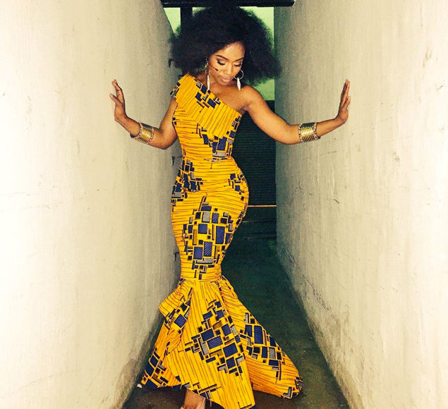 Nomzamo Mbatha Yellow African Print Design by Rich Factory