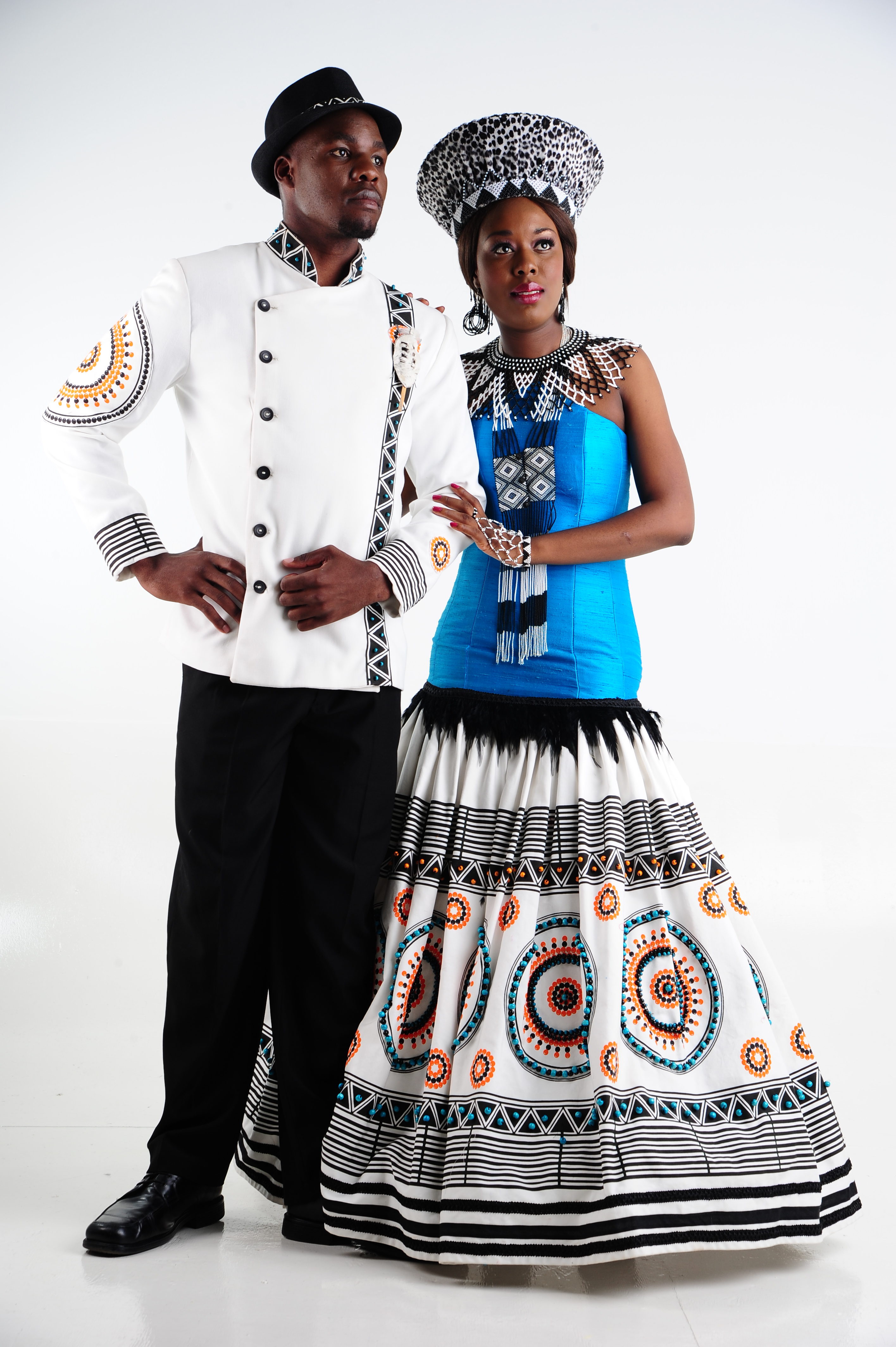 Xhosa inspired dress with traditional Xhosa beads and matching jacket