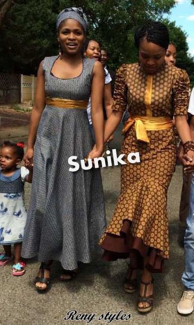 Brown and Gold Shweshwe Dress for Umembeso