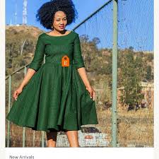 Green Plain Shweshwe Dress