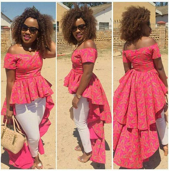 Pink Peplum Shweshwe Top