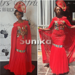 Red Zulu Dress with matching fascinator