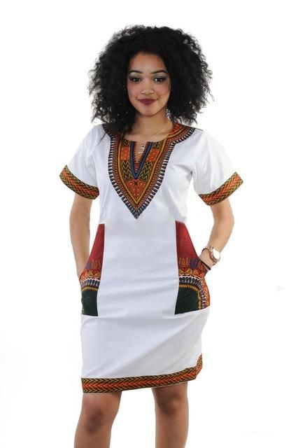 Dashiki Dress on White