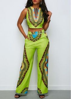 Green Dashiki Pants Outfit