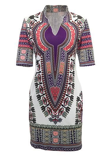 High Collar Dashiki Dress