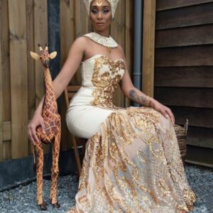 White and Gold Zulu Traditional African Attire by B Proud designs