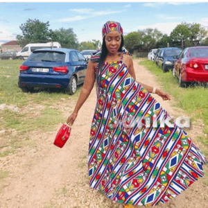 Flared Traditional Ndebele Print Dress Flared Traditional Ndebele Print Dress