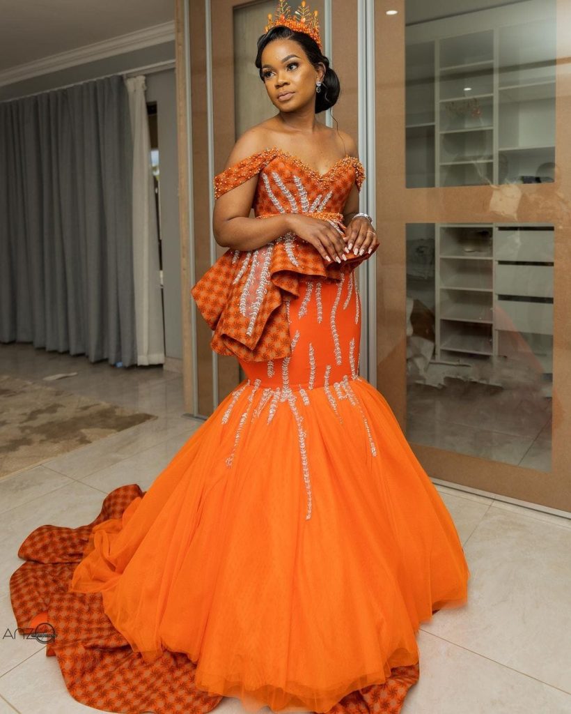 Orange Shweshwe Wedding Dress