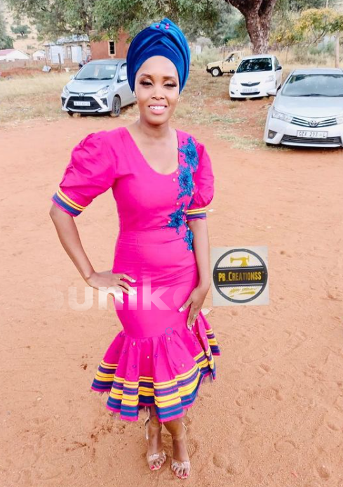 Pedi Dress matching blue doek