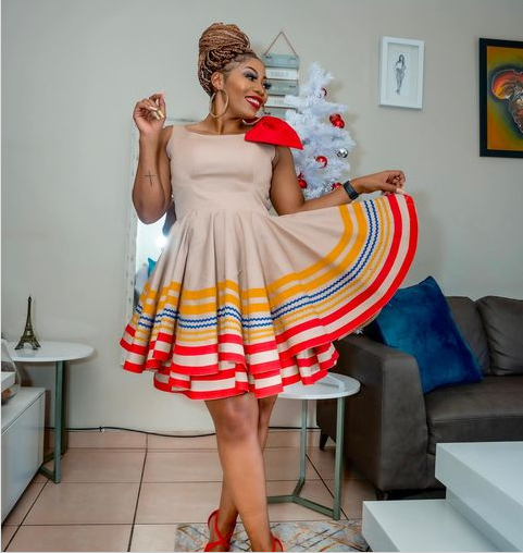 SePedi Traditional DressesRed Yellow and Blue