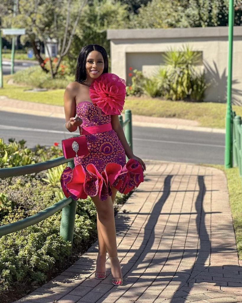 Short Stylish Shweshwe Dress with bow