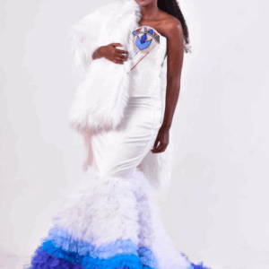 Blue and White Ndebele Traditional Wedding Dress By Reina exclusiv