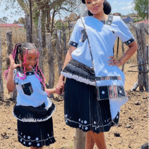 Mother and Daughter matching Tsonga Traditional Attire