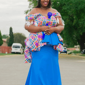 Plus Size Ndebele Print Traditional Wedding Dress by Nim Couture