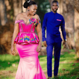 Pink Tsonga Wedding Dress Beaded