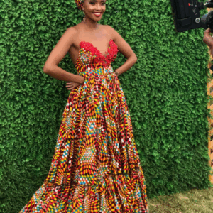 Strapless African Print Maxi Dress with Matching Doek By B Mashilo Designs