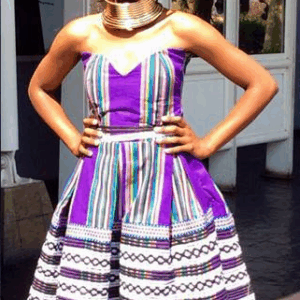 Purple A line Venda Traditional Dresses