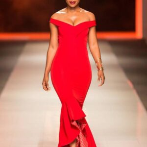 Red Shwehswe Dress by Khosi Nkosi