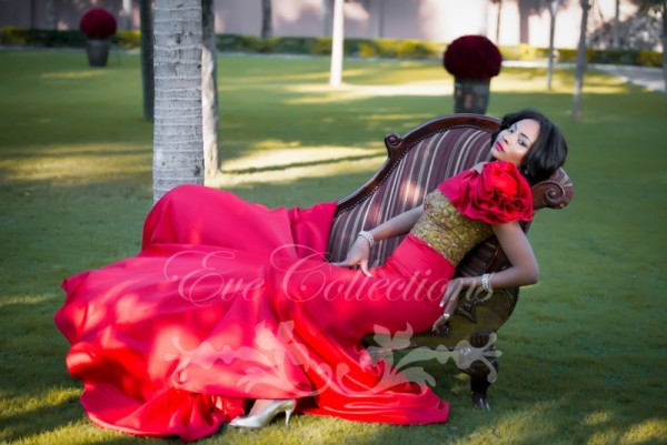 Red Bow African Wedding Dress