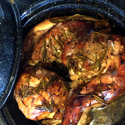 Pot roasted rabbit