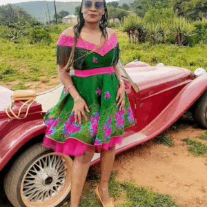 Beautiful Pink and Green Tsonga_Dress